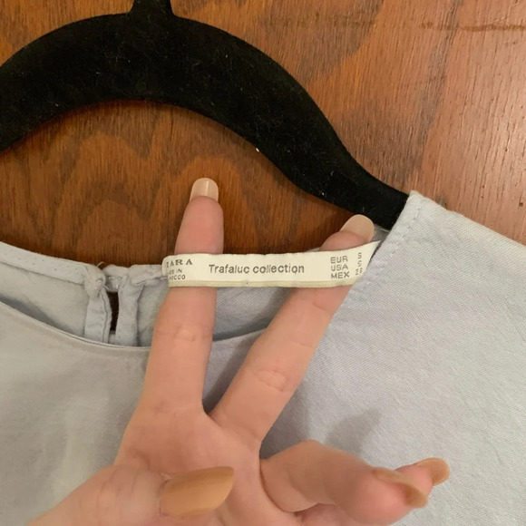 Zara Trafaluc Collection Blue Ruched Asymmetric Blouse - Picture 4 of 5